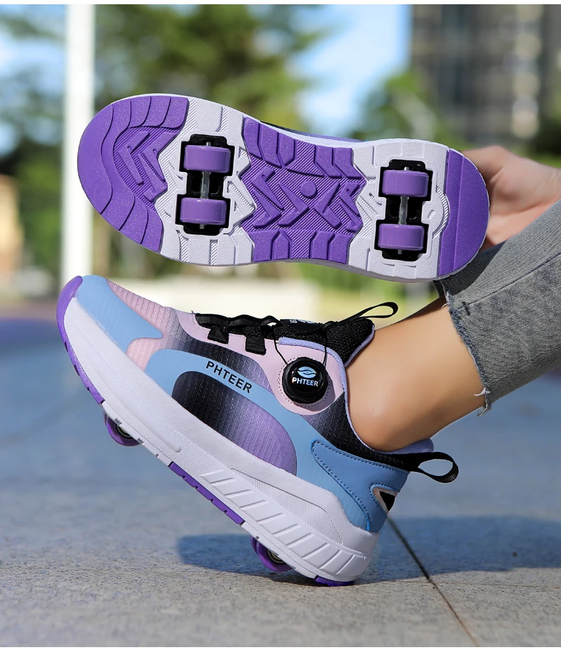 Fashion 4-wheel roller skates sneakers for students children outdoor wheel shoes Multifunctional sports shoes