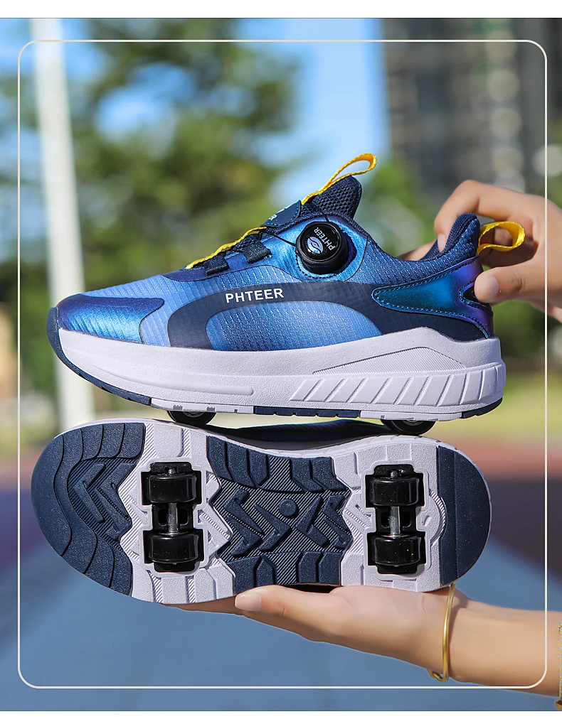 Fashion 4-wheel roller skates sneakers for students children outdoor wheel shoes Multifunctional sports shoes