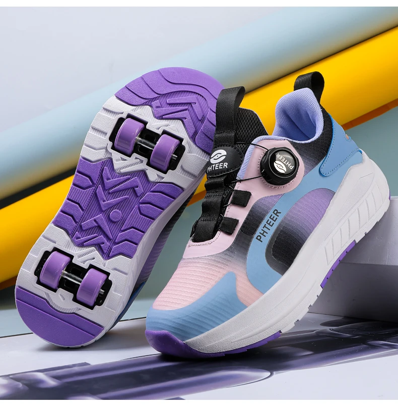 Fashion 4-wheel roller skates sneakers for students children outdoor wheel shoes Multifunctional sports shoes