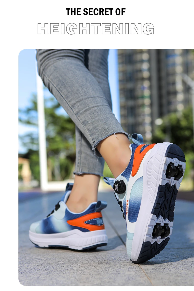 Fashion 4-wheel roller skates sneakers for students children outdoor wheel shoes Multifunctional sports shoes