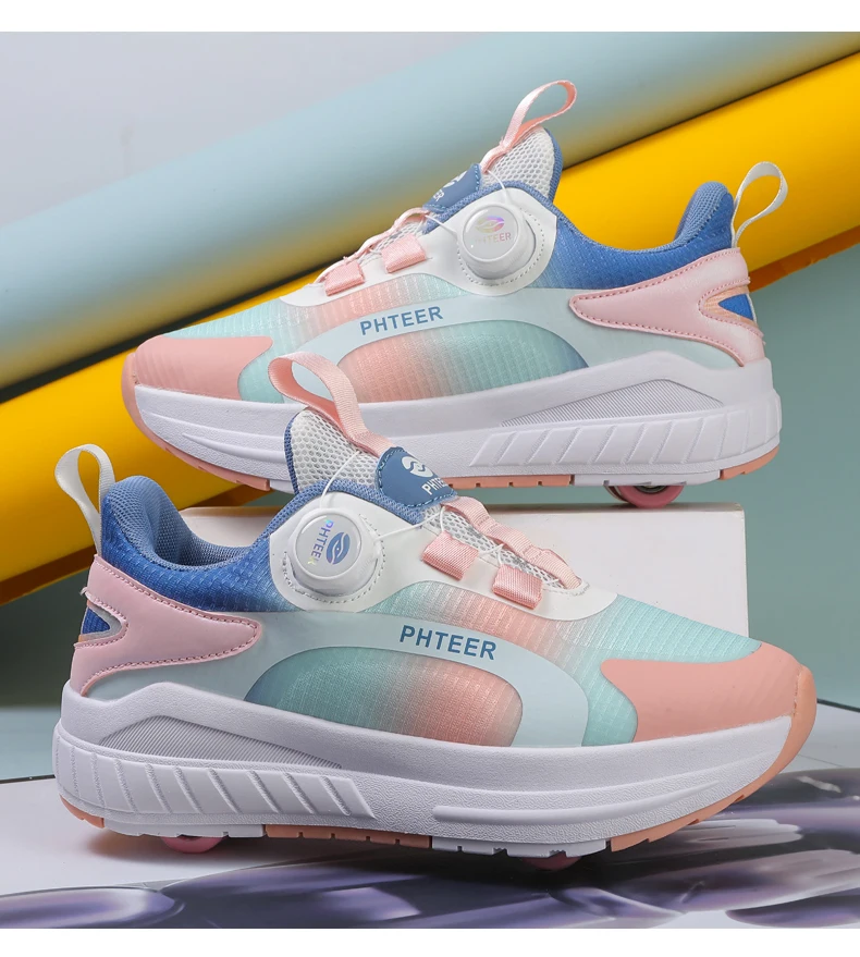 Fashion 4-wheel roller skates sneakers for students children outdoor wheel shoes Multifunctional sports shoes