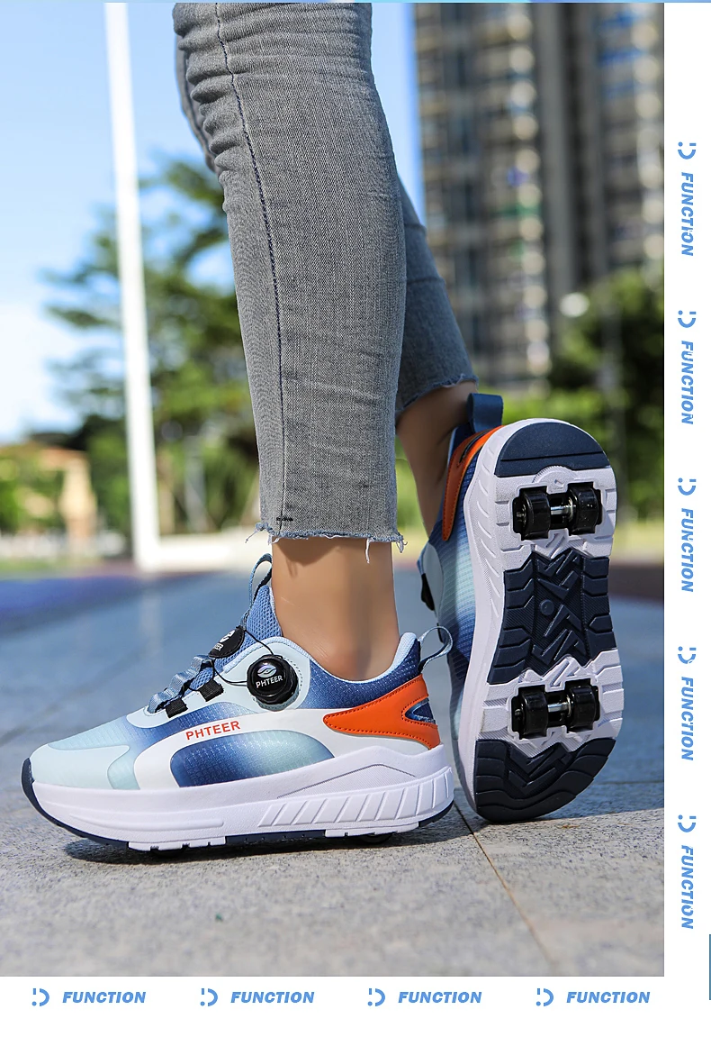 Fashion 4-wheel roller skates sneakers for students children outdoor wheel shoes Multifunctional sports shoes