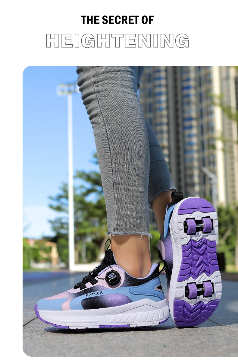 Fashion 4-wheel roller skates sneakers for students children outdoor wheel shoes Multifunctional sports shoes