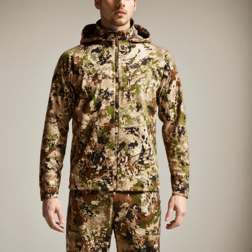 Men’s Soft Shell Hunting Wear Winter Outdoor Light Camouflage Hunting Jacket