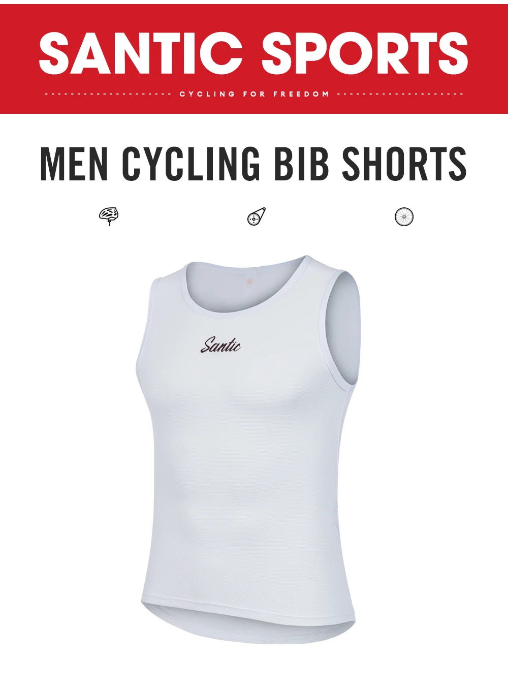 Santic Cycling Vest Lightweight Cycling Quick Drying Vest Breathable Bike Short Sleeved Sports Running Base Shirt