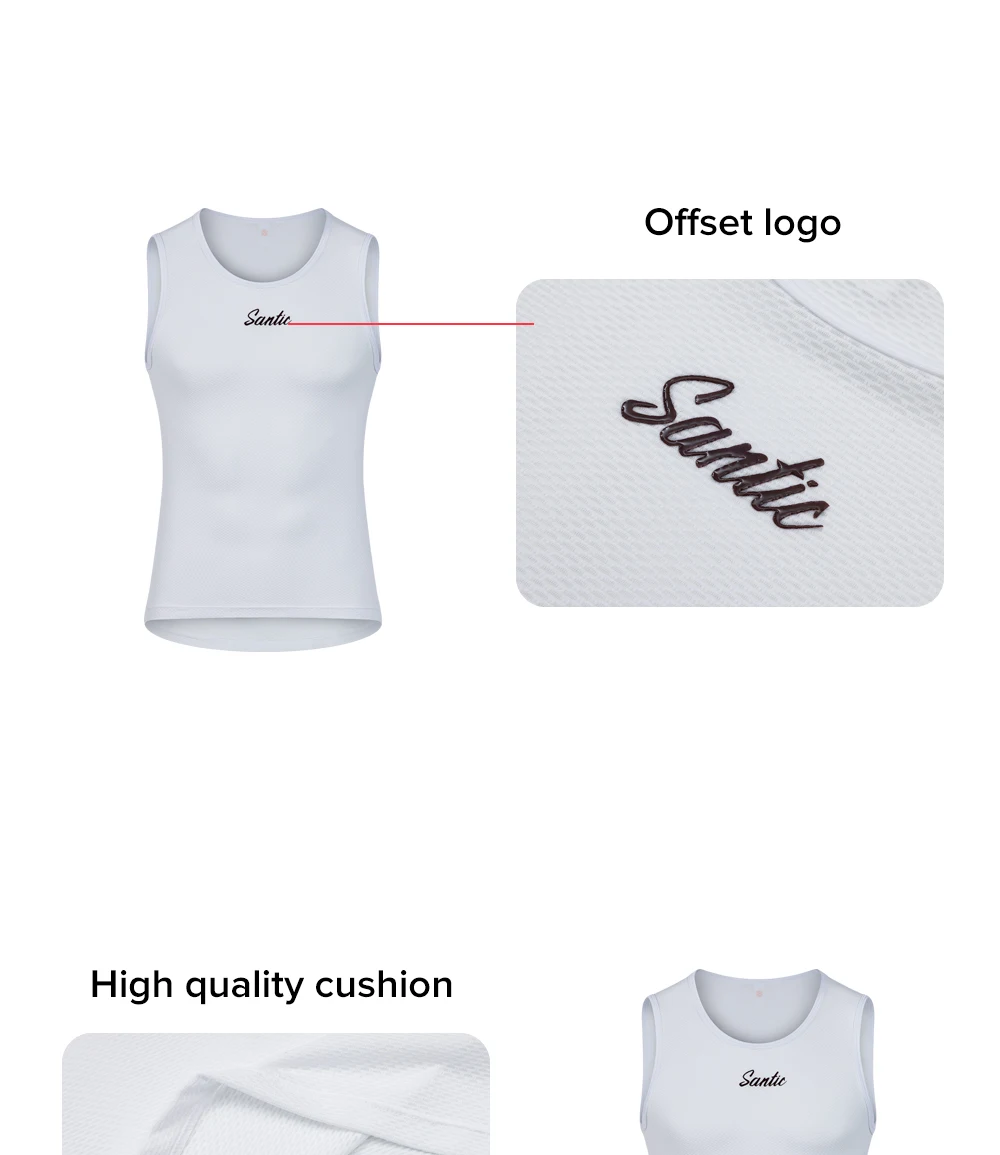 Santic Cycling Vest Lightweight Cycling Quick Drying Vest Breathable Bike Short Sleeved Sports Running Base Shirt