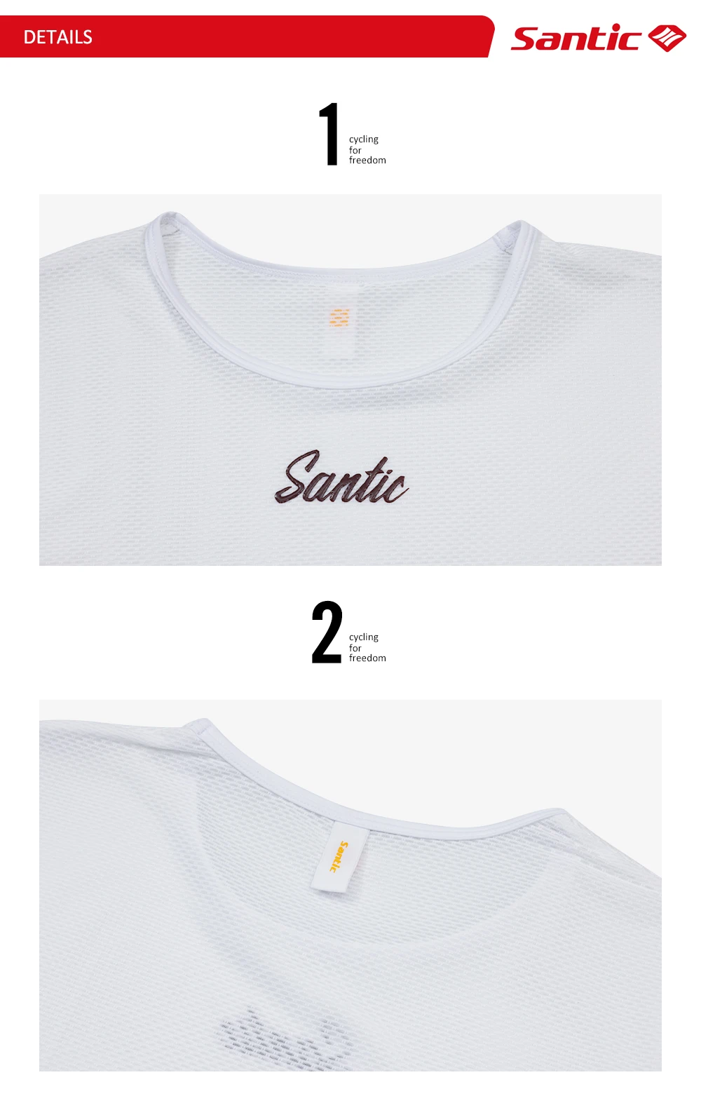 Santic Cycling Vest Lightweight Cycling Quick Drying Vest Breathable Bike Short Sleeved Sports Running Base Shirt