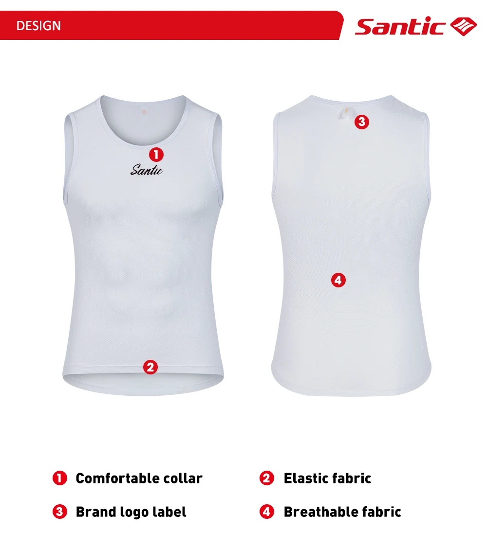 Santic Cycling Vest Lightweight Cycling Quick Drying Vest Breathable Bike Short Sleeved Sports Running Base Shirt