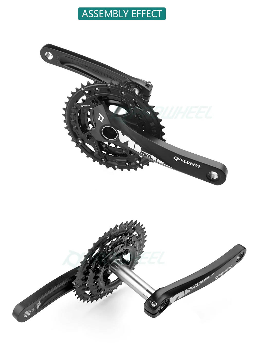 PROWHEEL Mountain Bike Triple 3X9S/3X10S/3X11S Crankset 24/32/42T 3S Hollow Integrated Sprocket MTB Crank Bike Parts