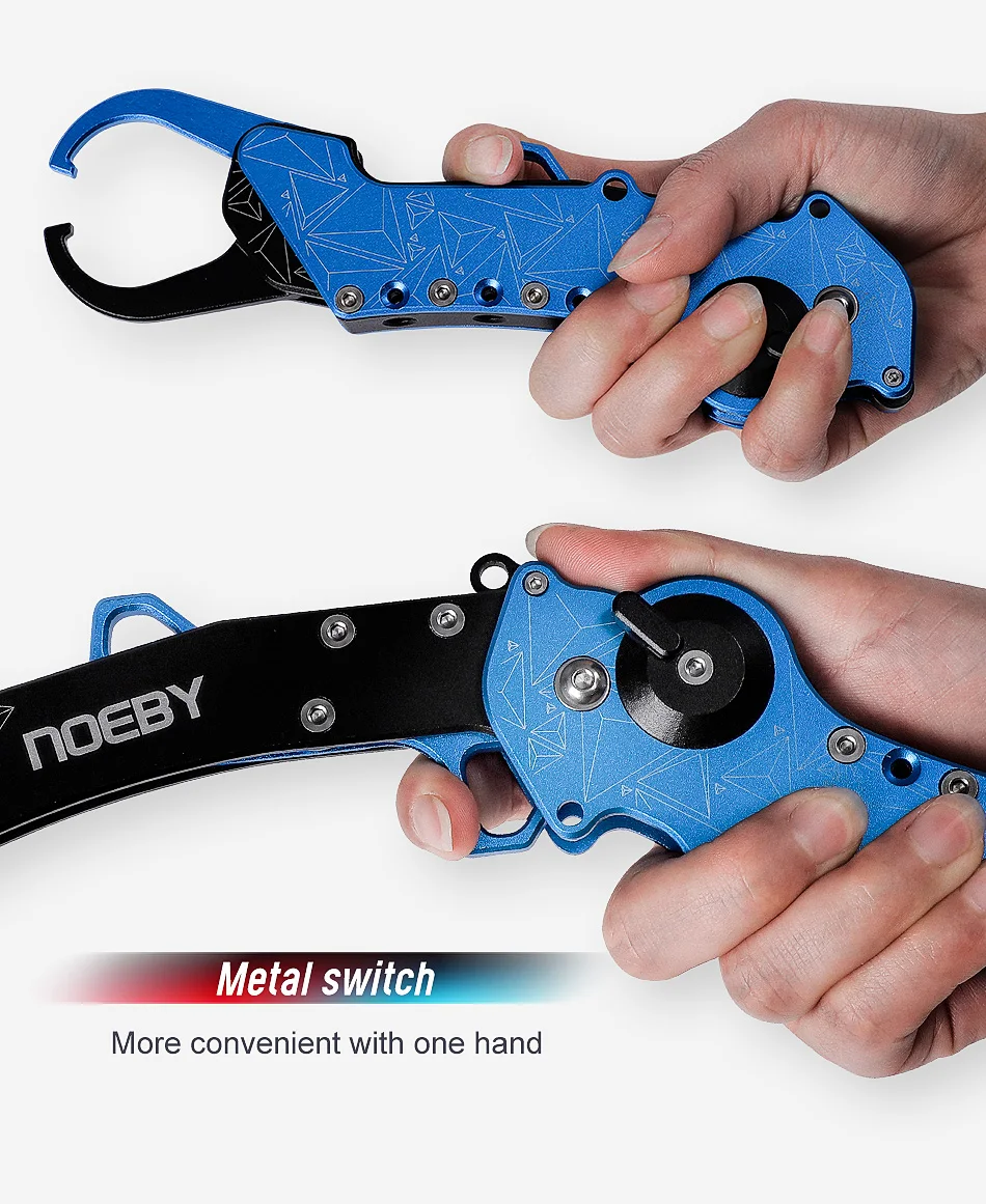 Noeby New Collapsible Fishing Grip Aluminium Alloy Fish Lip Grip Fish Hook Controller Adjustable with Connect Ring Fishing Tool