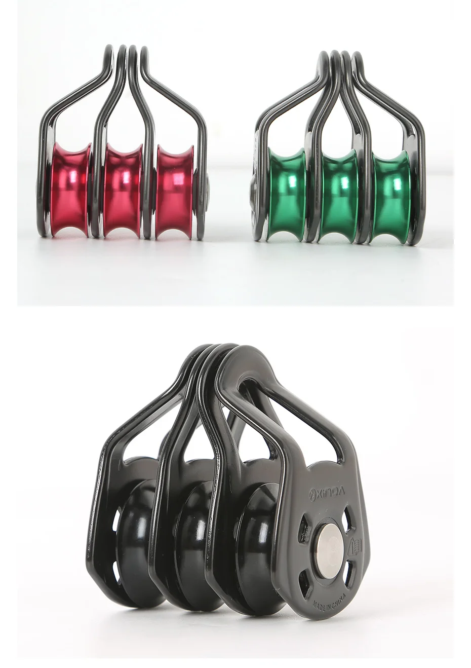 Xinda Outdoor Three Pulley Sliding Rope Sling Hoisting Ropeway Transportation Rock Climbing Rescue Pulley Group