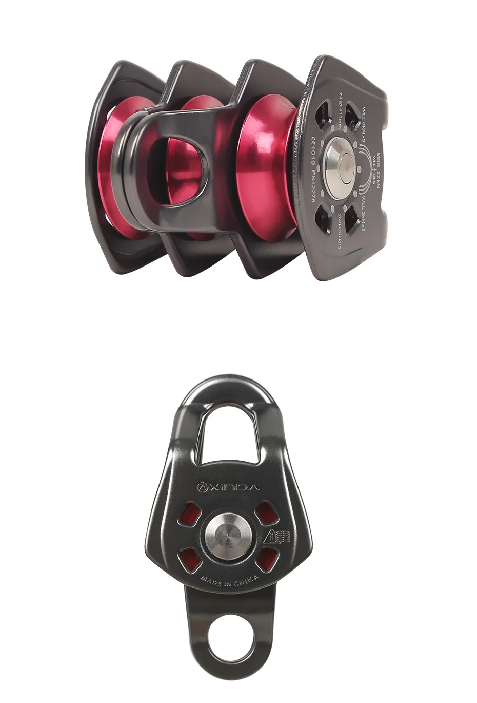 Xinda Outdoor Three Pulley Sliding Rope Sling Hoisting Ropeway Transportation Rock Climbing Rescue Pulley Group