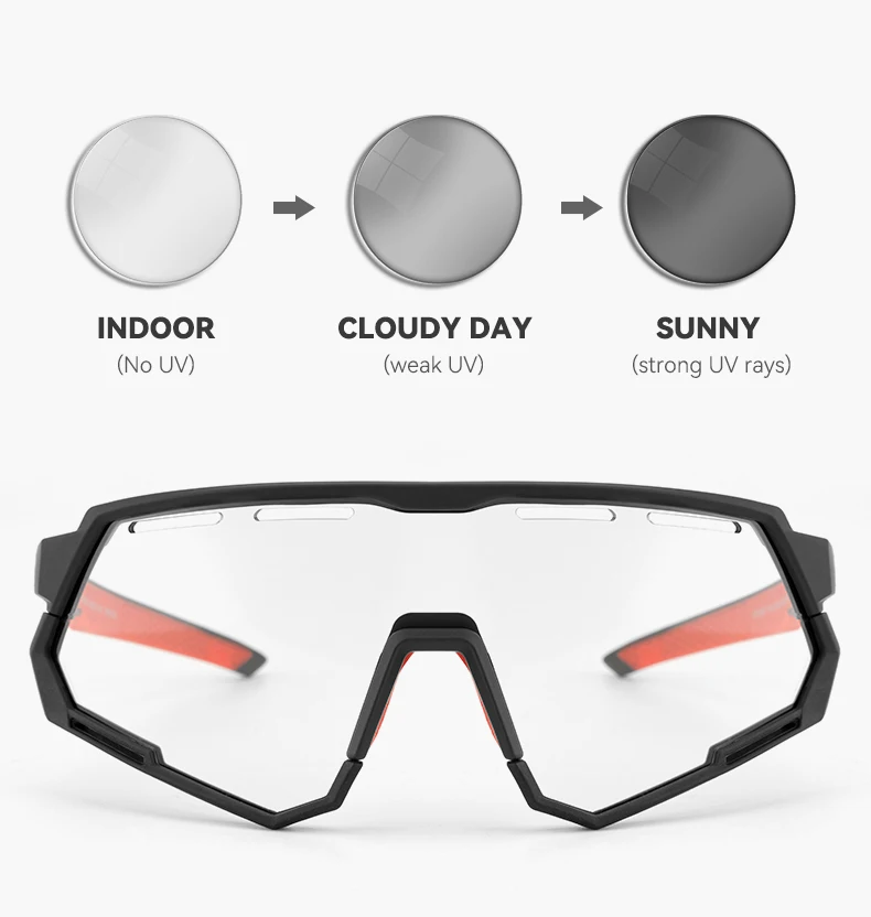 ROCKBROS Bicycle Glasses Polarized Photochromic Ultra-light Comfortable Bike Eyewear Non-slip TR90 Sunglasses Cycling Equipment