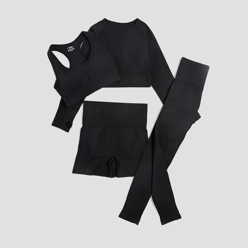 WAREBALL 2/3/4pcs Seamless Yoga Set Gym Clothes Sportswear Yoga Suits For Women Fitness Set Tracksuits Sports Bra Gym Leggings