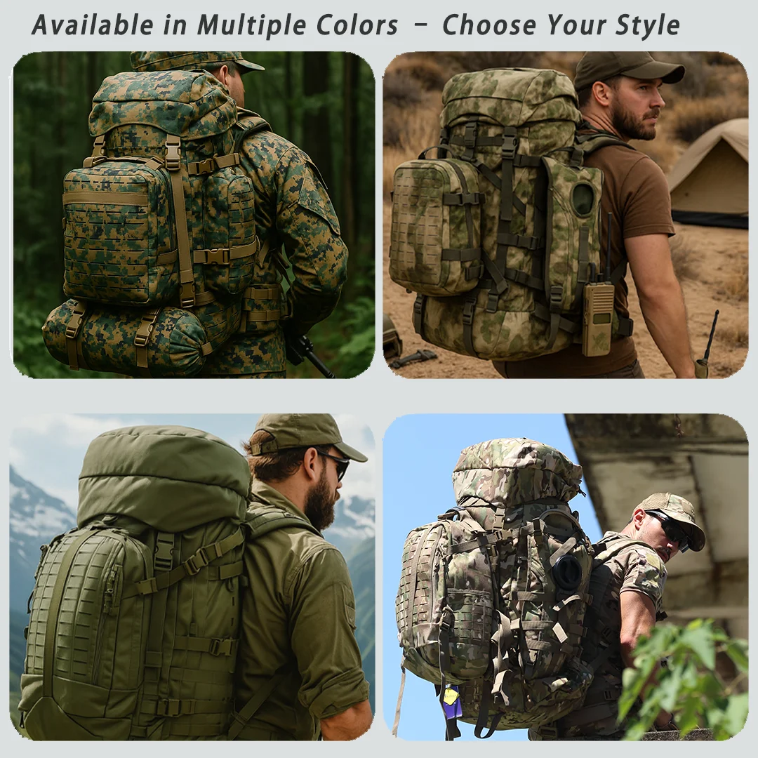 Military ILBE Laser Cut Tactical Backpack 1000D Waterproof With Hydration Pack & Radio Pouch 120L Capacity Camo