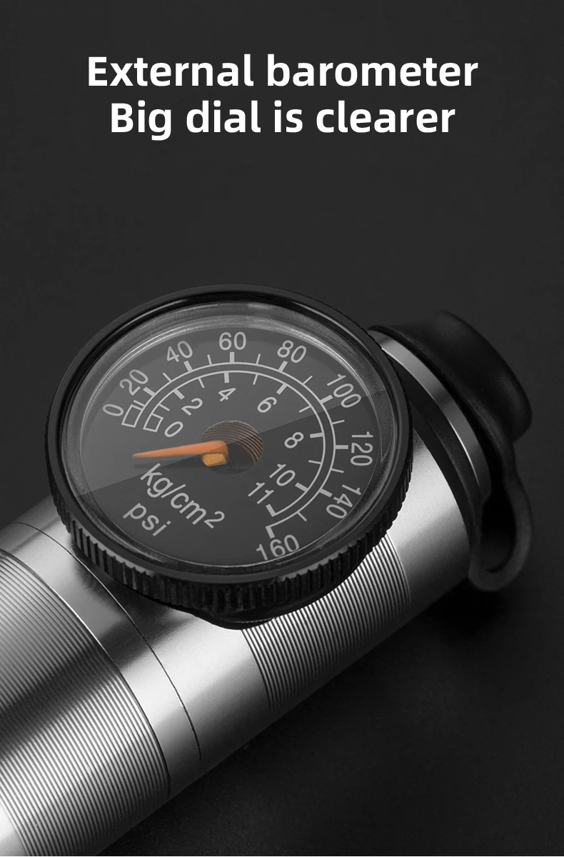 ROCKBROS 160psi Bike Pump Air Pressure Barometer Bicycle Inflator Aluminum Alloy MTB Road Motorcycle FV AV Portable Cycling Pump
