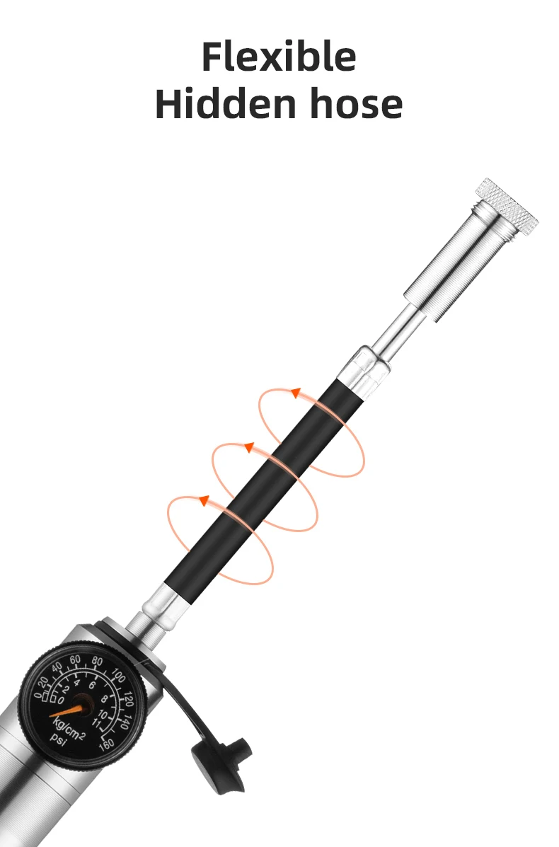 ROCKBROS 160psi Bike Pump Air Pressure Barometer Bicycle Inflator Aluminum Alloy MTB Road Motorcycle FV AV Portable Cycling Pump