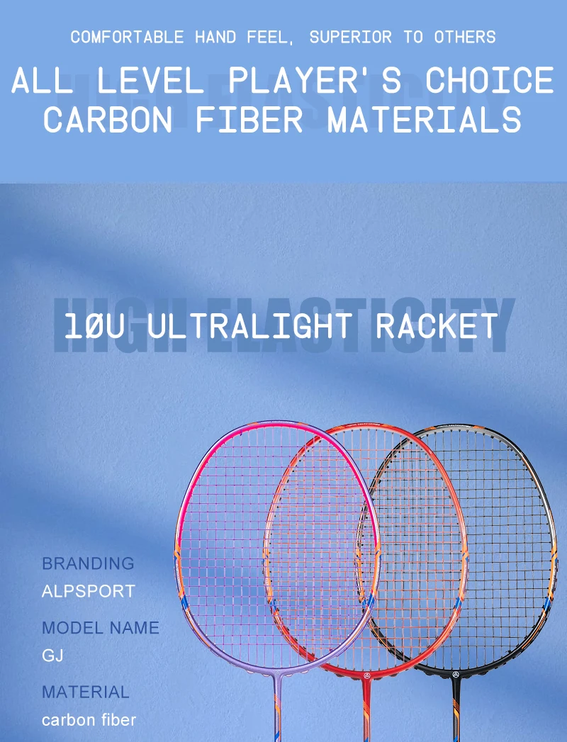 ALP GJ 10U Ultralight 52g T800 Bow And Arrow Badminton Racket Authentic Tensile Force 13kg Outdoor Sports Carbon Fiber Titanium