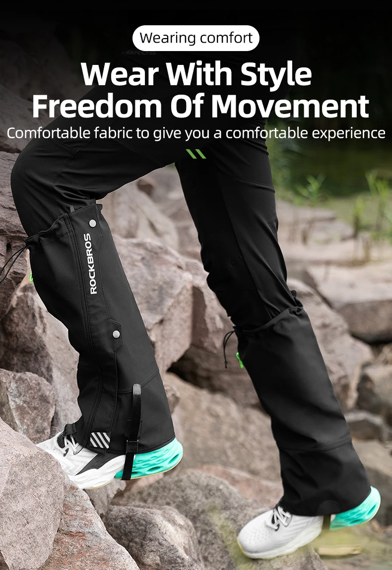 ROCKBROS Waterproof Outdoor Hiking Walking Climbing Hunting Snow Legging Gaiters Ski Gaiters Covers Leg Protection Guard