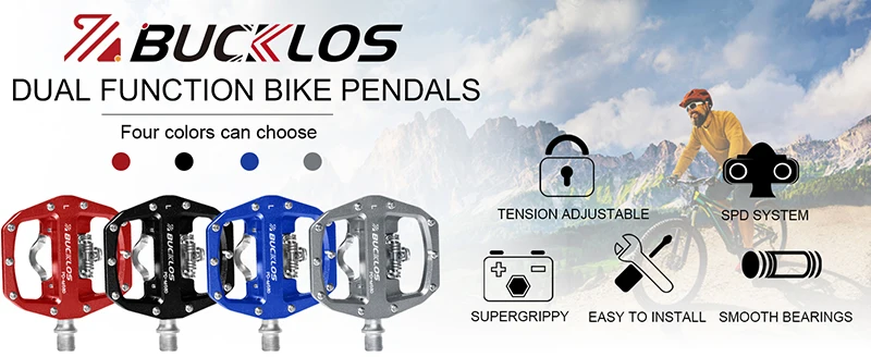 BUCKLOS Mtb Pedals for Bicycle Dual Function Mountain Bike Pedal Platform Clip Flat Pedals for SPD System MTB Bicycle Bike Part