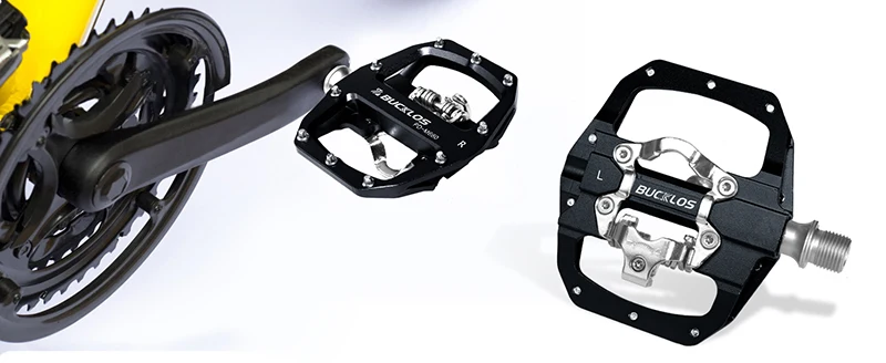 BUCKLOS Mtb Pedals for Bicycle Dual Function Mountain Bike Pedal Platform Clip Flat Pedals for SPD System MTB Bicycle Bike Part