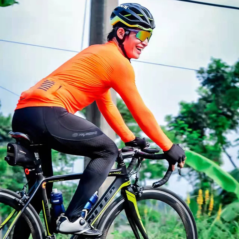 YKYWBIKE Men Cycling Bib Pants Spring Autumn PRO Bike Long Cool Breathable Ride Trousers Quick Dry Road Tight MTB