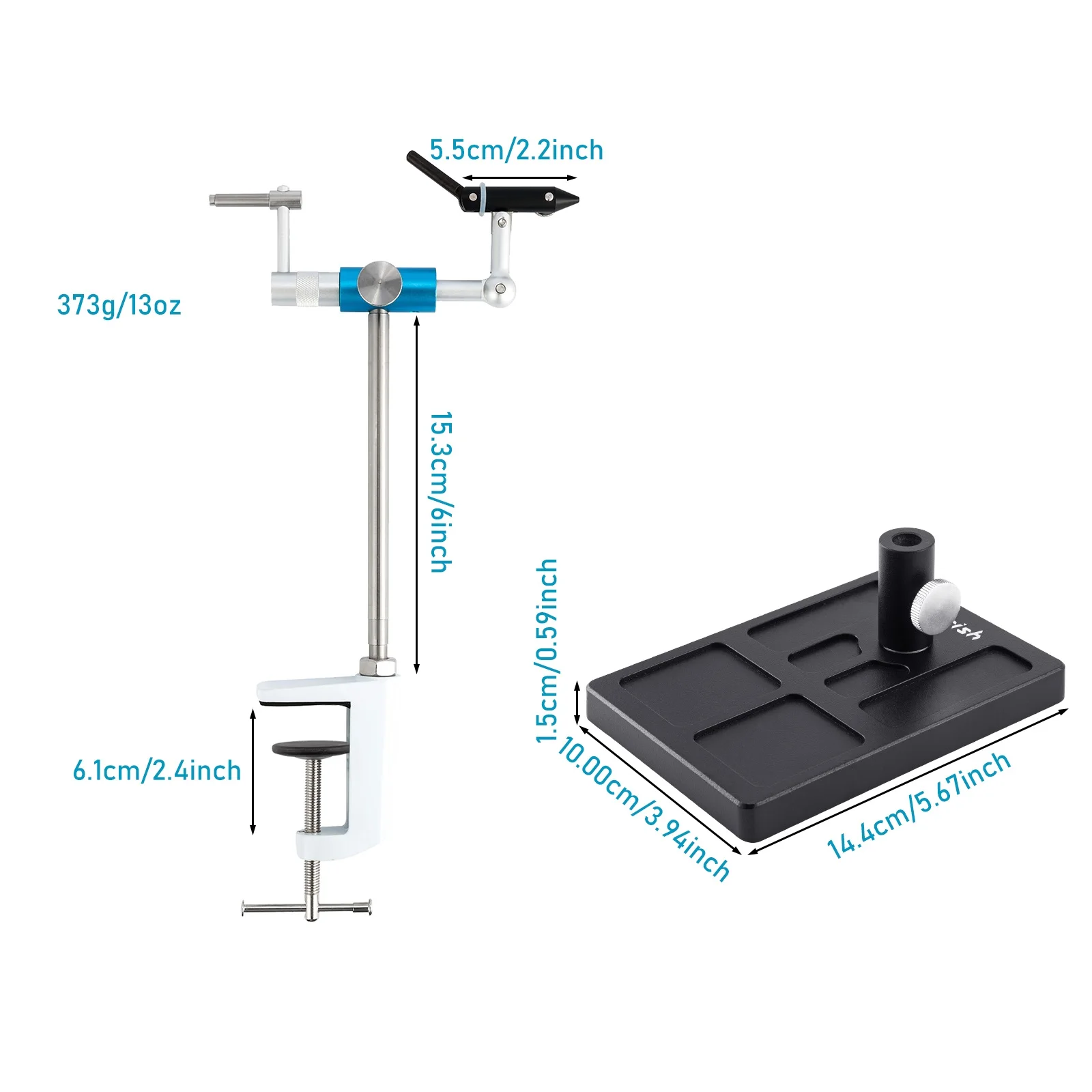 360 Degree Rotary Fly Tying Vise Stainless Steel Aluminum C-Clamp Mount 40Cr Hard Jaws Fishing Flies Tying Tool Material