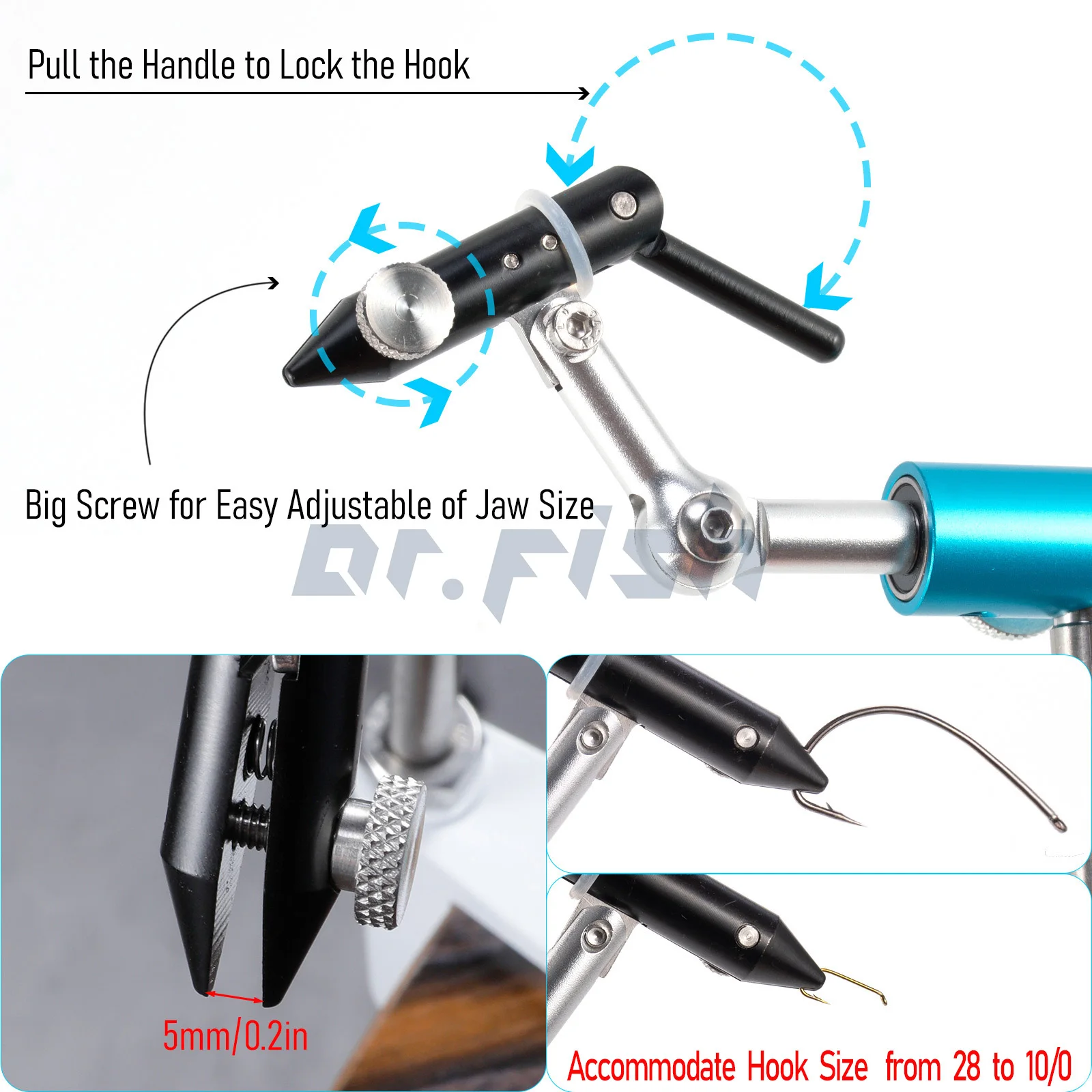360 Degree Rotary Fly Tying Vise Stainless Steel Aluminum C-Clamp Mount 40Cr Hard Jaws Fishing Flies Tying Tool Material