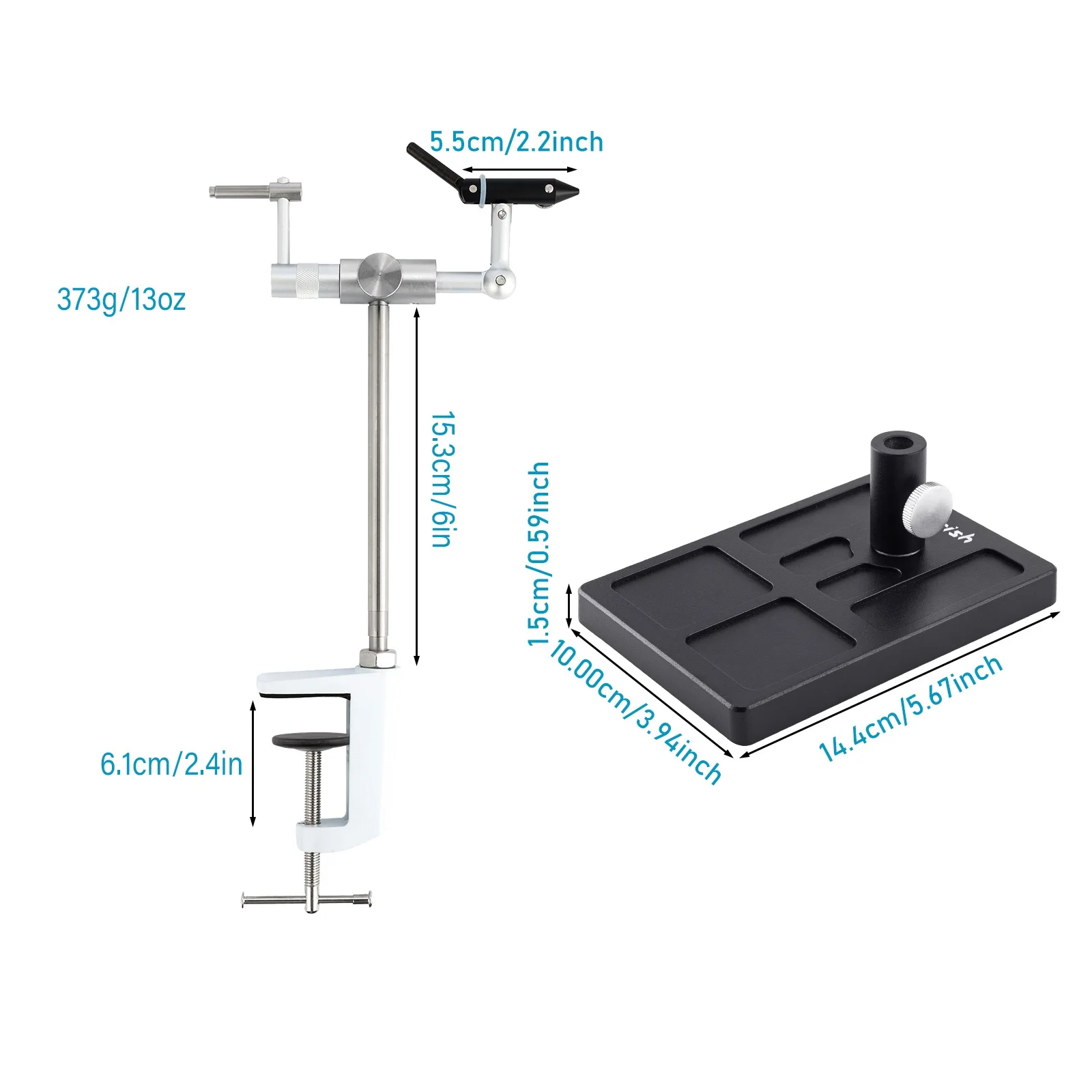 360 Degree Rotary Fly Tying Vise Stainless Steel Aluminum C-Clamp Mount 40Cr Hard Jaws Fishing Flies Tying Tool Material