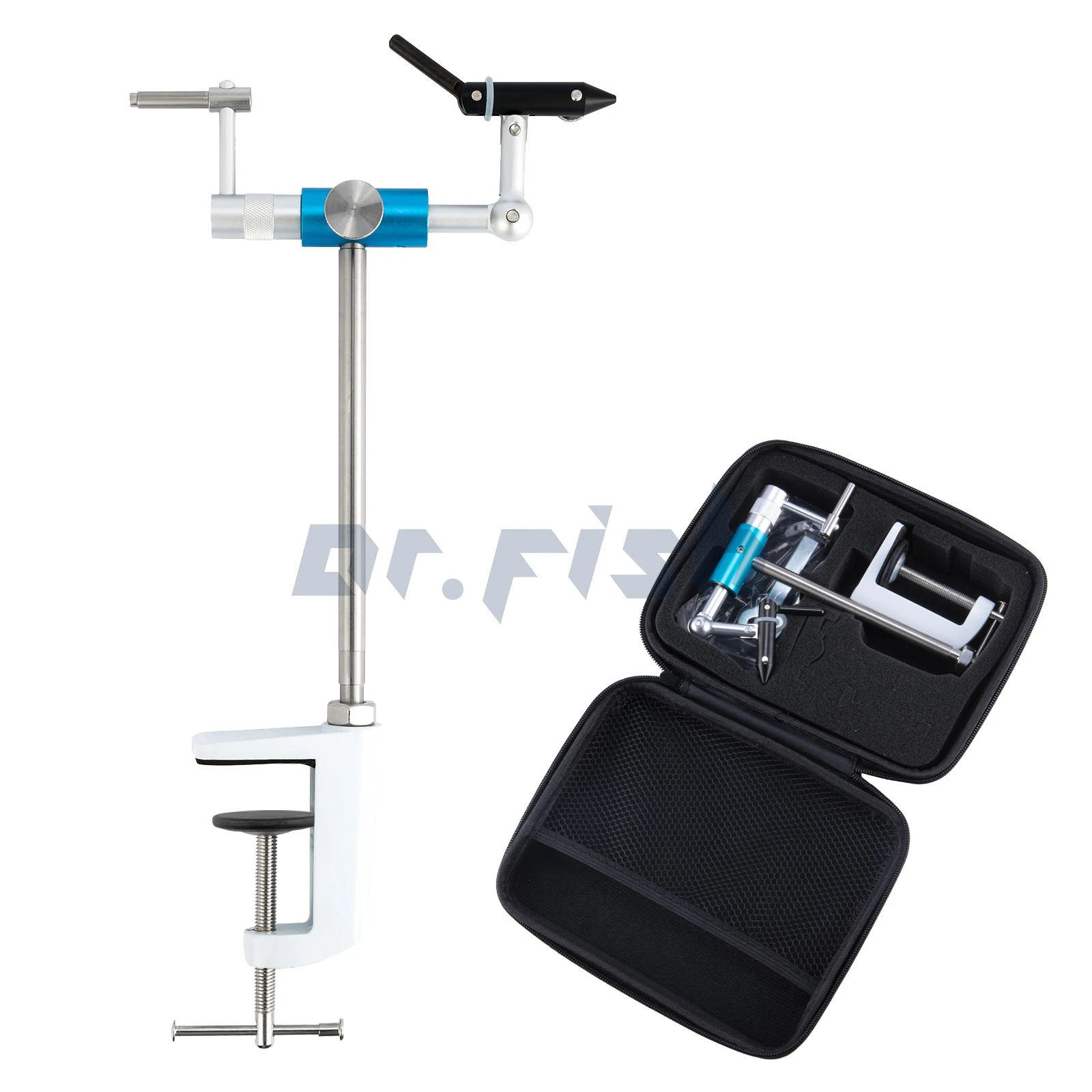 360 Degree Rotary Fly Tying Vise Stainless Steel Aluminum C-Clamp Mount 40Cr Hard Jaws Fishing Flies Tying Tool Material