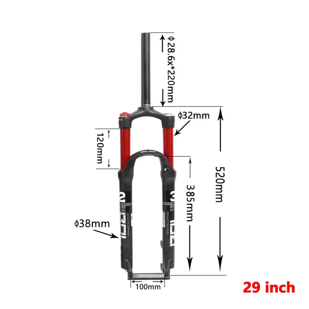 BOLANY MTB Bike Fork Dual Air Damping MTB Suspension Straight Tube 26 27.5 29 Inch Magnesium Alloy Quick Release 100mm