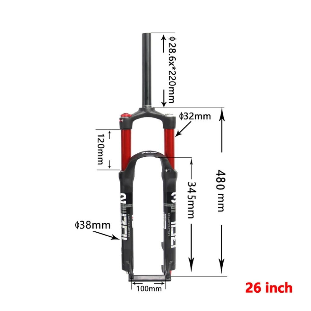 BOLANY MTB Bike Fork Dual Air Damping MTB Suspension Straight Tube 26 27.5 29 Inch Magnesium Alloy Quick Release 100mm