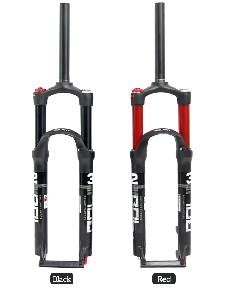 BOLANY MTB Bike Fork Dual Air Damping MTB Suspension Straight Tube 26 27.5 29 Inch Magnesium Alloy Quick Release 100mm