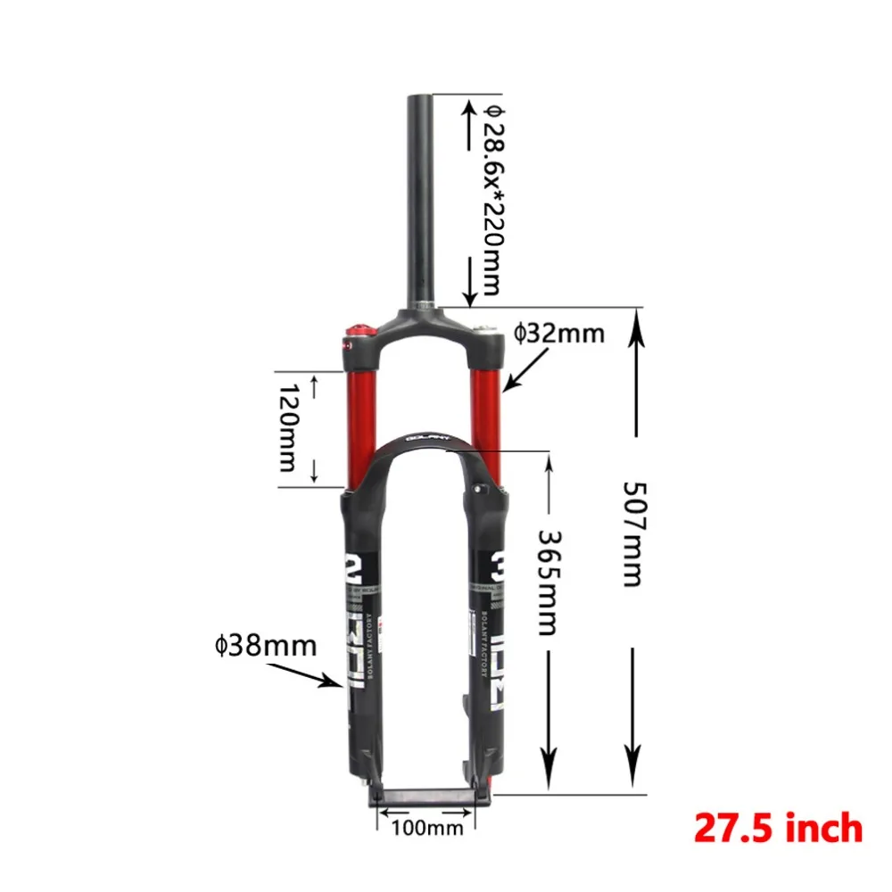 BOLANY MTB Bike Fork Dual Air Damping MTB Suspension Straight Tube 26 27.5 29 Inch Magnesium Alloy Quick Release 100mm