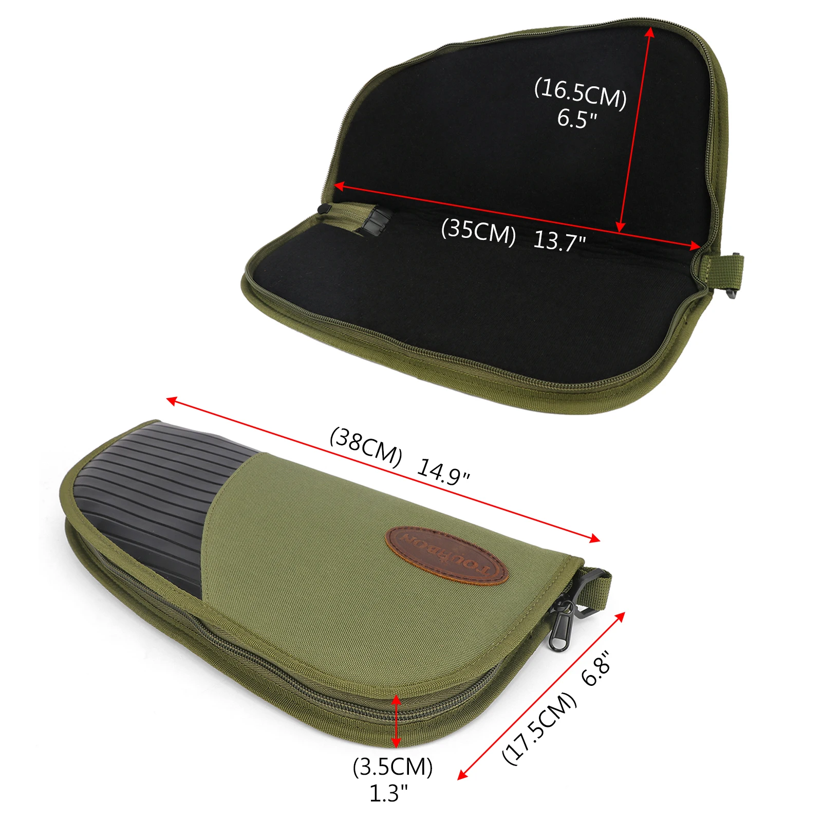 Tourbon Gun Accessories Handgun Case Bag Pistol Carrier Pouch Zippered Green Nylon Thick Padded Protection Holster
