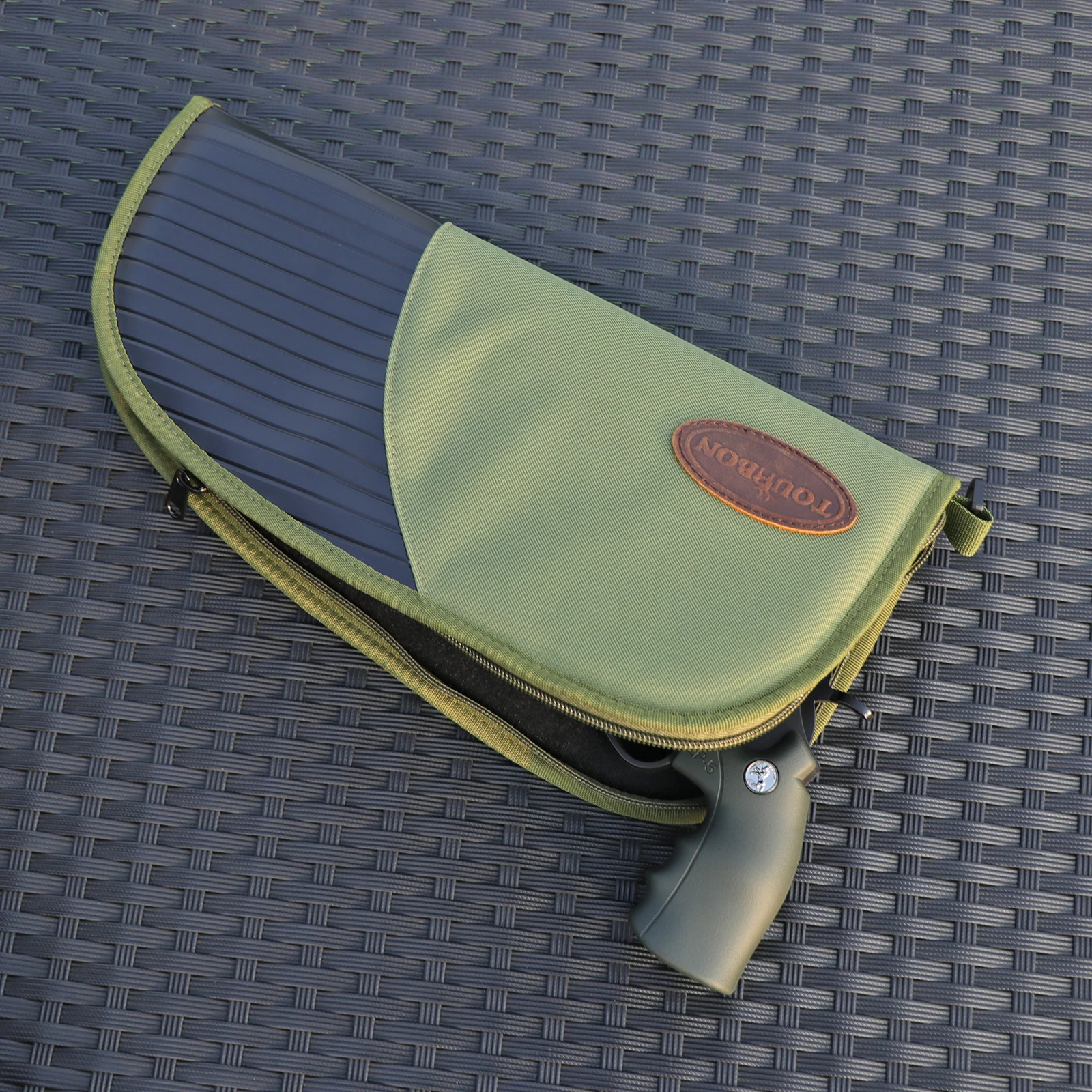 Tourbon Gun Accessories Handgun Case Bag Pistol Carrier Pouch Zippered Green Nylon Thick Padded Protection Holster