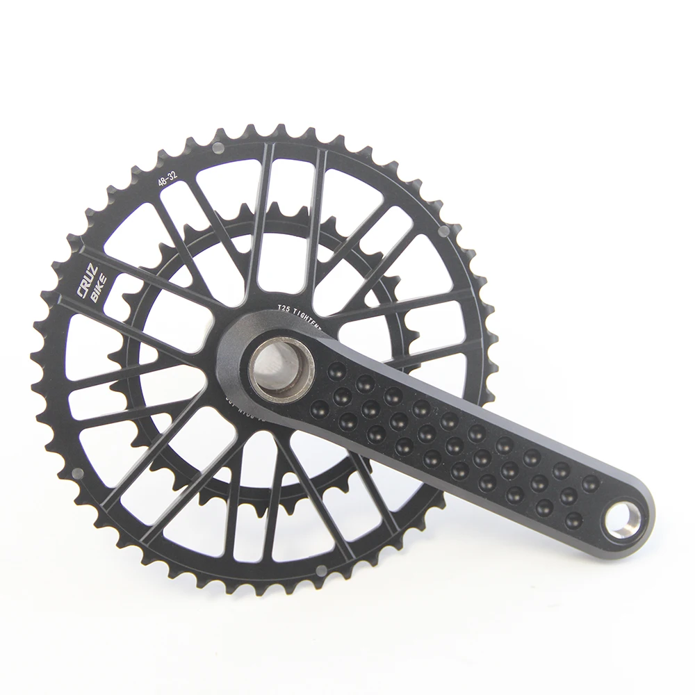 CRUZbike Road Bike Crank Crankset 155/160/165/170/ Crank 9/10/11/12 Speed Double Chainring 46-30/48-32T with Bottom Bracket