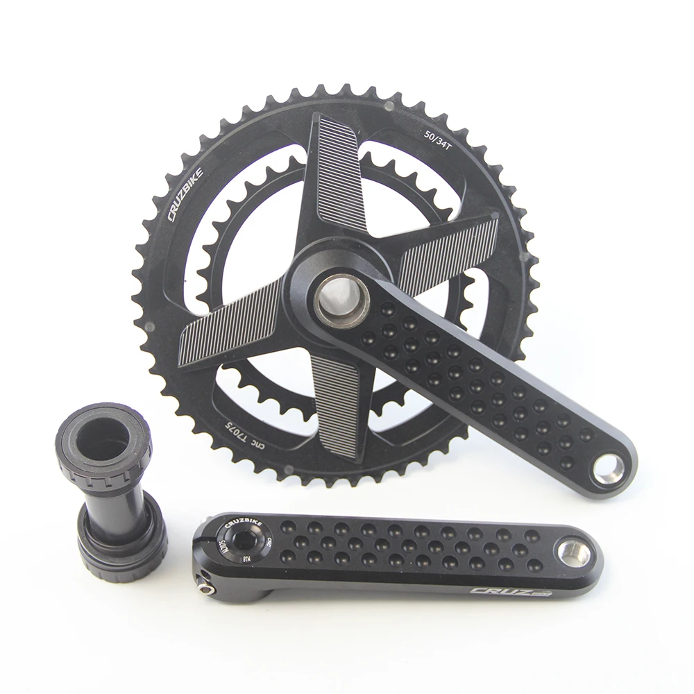 CRUZbike Road Bike Crank Crankset 155/160/165/170/ Crank 9/10/11/12 Speed Double Chainring 46-30/48-32T with Bottom Bracket