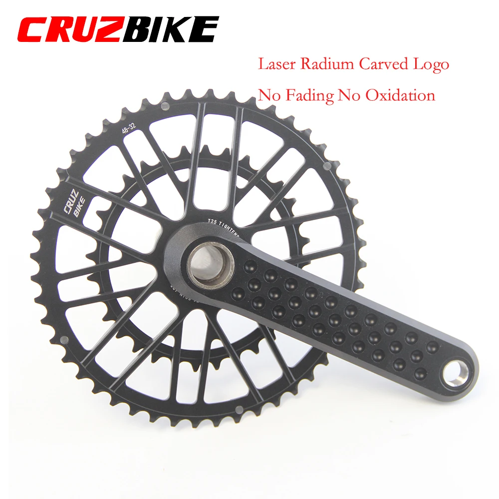 CRUZbike Road Bike Crank Crankset 155/160/165/170/ Crank 9/10/11/12 Speed Double Chainring 46-30/48-32T with Bottom Bracket