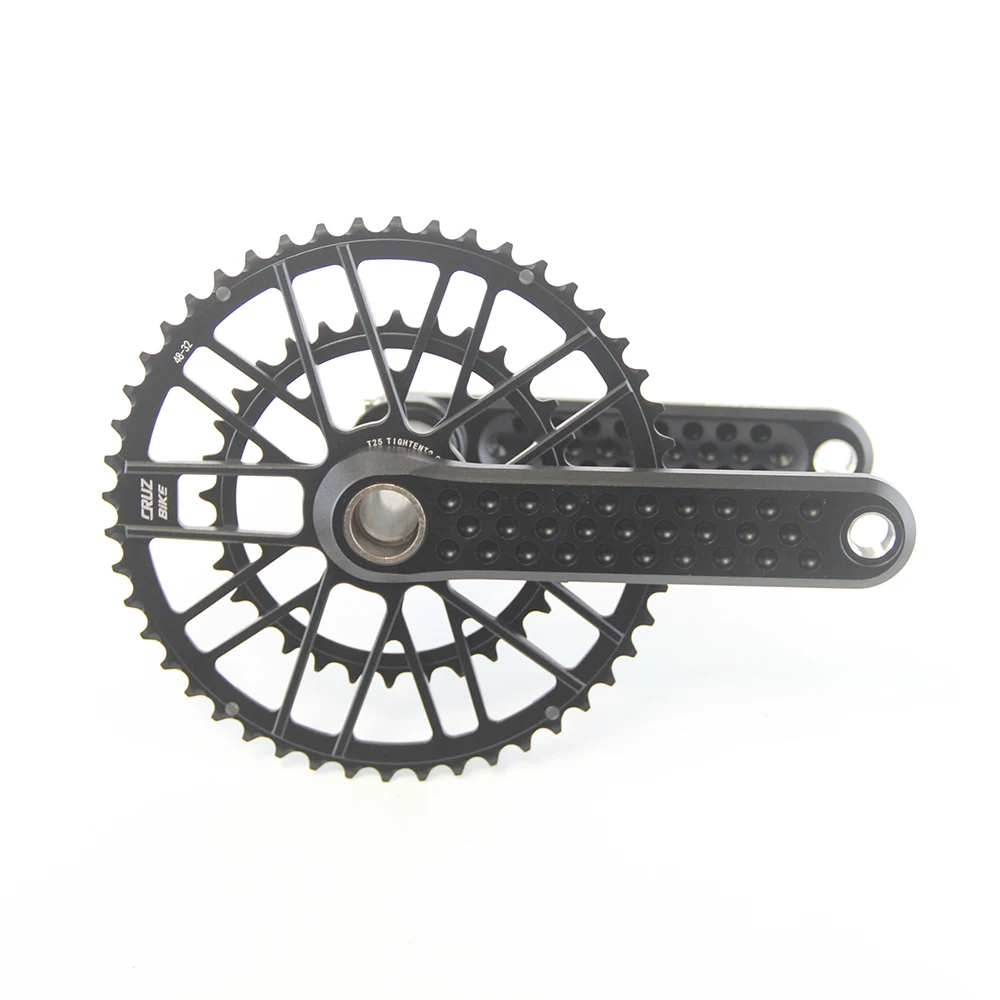 CRUZbike Road Bike Crank Crankset 155/160/165/170/ Crank 9/10/11/12 Speed Double Chainring 46-30/48-32T with Bottom Bracket