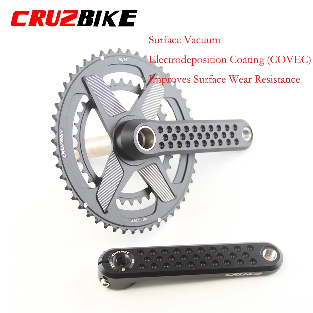 CRUZbike Road Bike Crank Crankset 155/160/165/170/ Crank 9/10/11/12 Speed Double Chainring 46-30/48-32T with Bottom Bracket