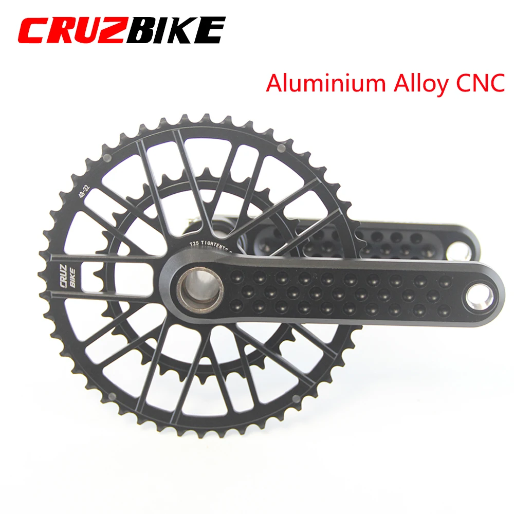 CRUZbike Road Bike Crank Crankset 155/160/165/170/ Crank 9/10/11/12 Speed Double Chainring 46-30/48-32T with Bottom Bracket