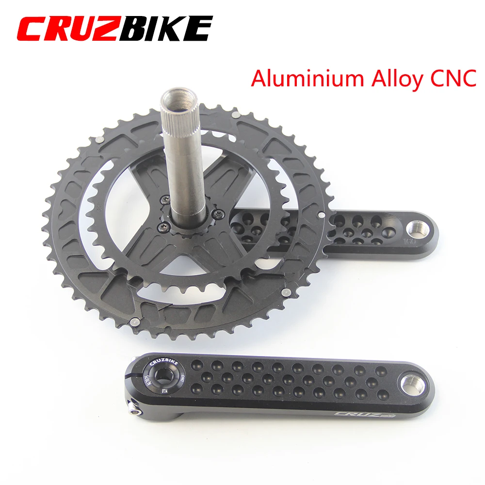 CRUZbike Road Bike Crank Crankset 155/160/165/170/ Crank 9/10/11/12 Speed Double Chainring 46-30/48-32T with Bottom Bracket