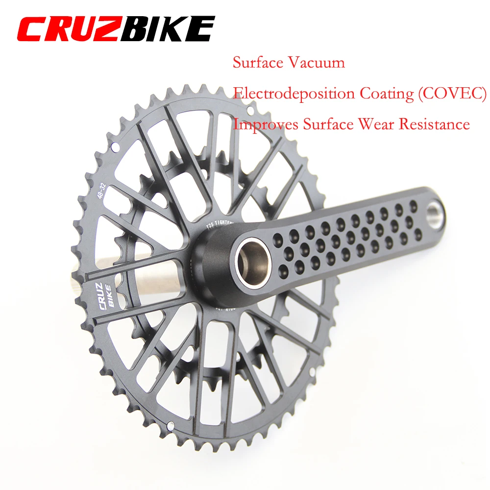 CRUZbike Road Bike Crank Crankset 155/160/165/170/ Crank 9/10/11/12 Speed Double Chainring 46-30/48-32T with Bottom Bracket