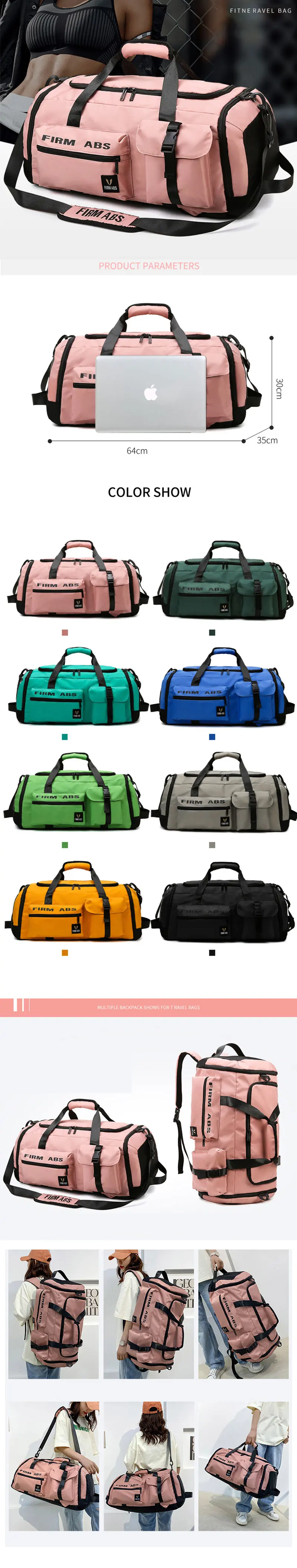Gym Bag with Shoe Compartment Large Capacity Sport Fitness Duffle Bag Outdoor Travel Backpack Weekend Workout Tote for Men Women