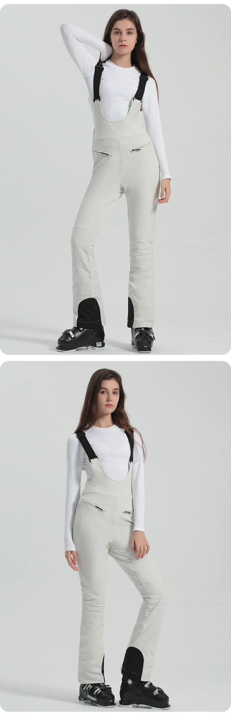 2024 Gsou Snow Winter Ski Pant Women Snowboard Strap Trouser High Waist Elastic Windproof Waterproof Thicken Thermal for Outdoor