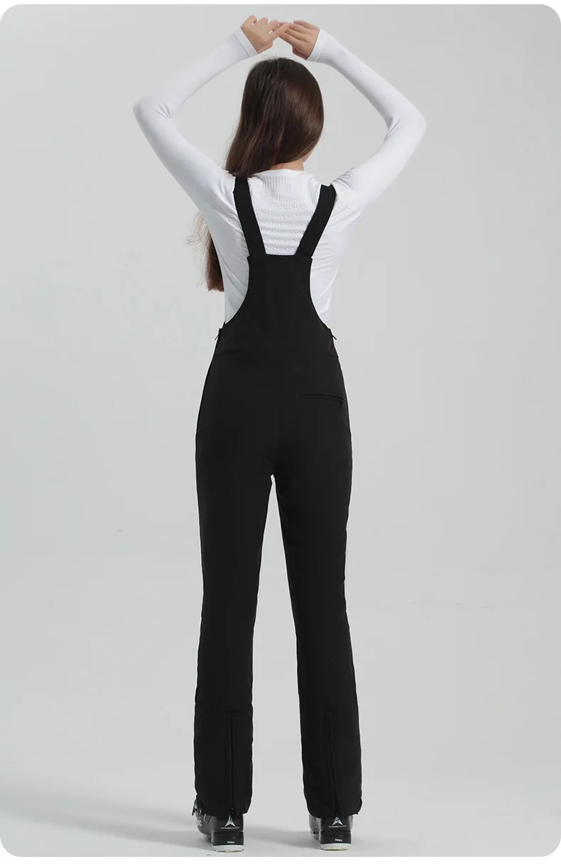 2024 Gsou Snow Winter Ski Pant Women Snowboard Strap Trouser High Waist Elastic Windproof Waterproof Thicken Thermal for Outdoor