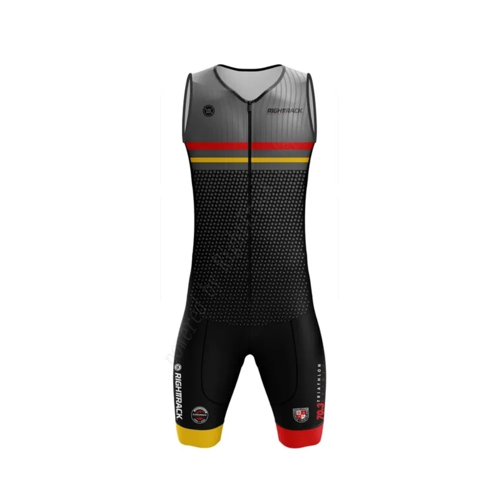 2024 New Mens Sleeveless Triathlon Race Clothing Roupa De Ciclismo Masculino Cycling Skinsuit Pro Team Swim/Run/Cycle Bodysuit