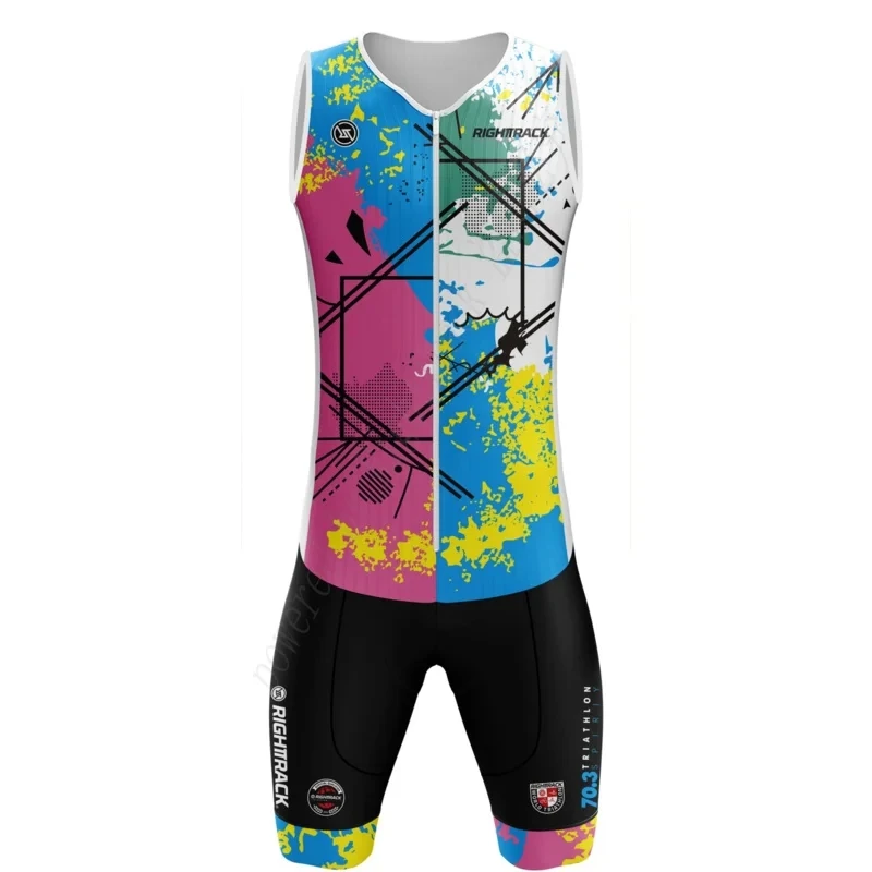 2024 New Mens Sleeveless Triathlon Race Clothing Roupa De Ciclismo Masculino Cycling Skinsuit Pro Team Swim/Run/Cycle Bodysuit