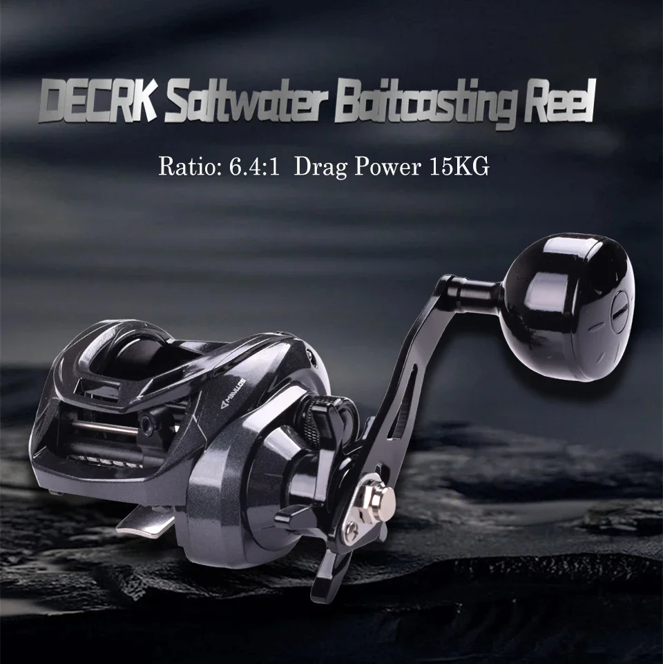 Mavllos Decrk Saltwater Baitcaster Reel,33LBS Drag Power, Gear Ratio 6.4:1Freshwater Bass Baitcasting Reel